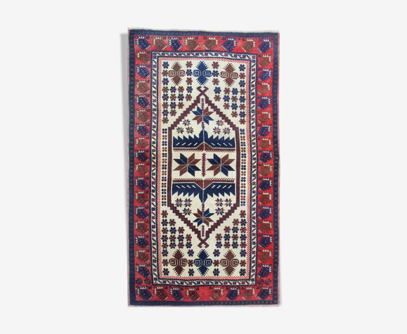 Antique Turkish Carpet Handmade, Red Blue Rug