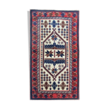 Antique turkish carpet handmade oriental red blue rug 100x200cm
