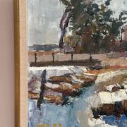 Original Mid Century Swedish Oil On Canvas – “Vinterdag” – Vintage & Framed