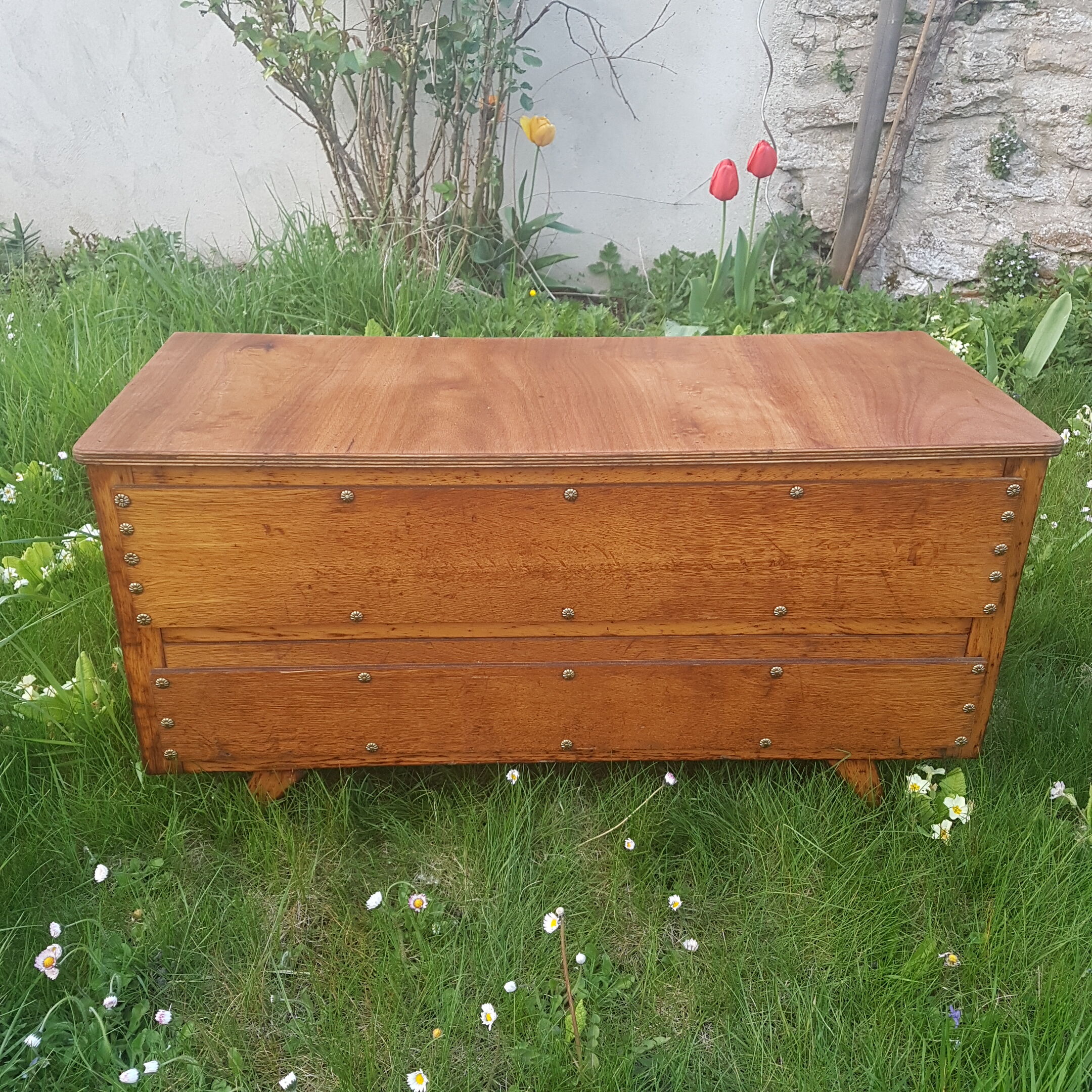 Wooden trunk with compass years 50 feet