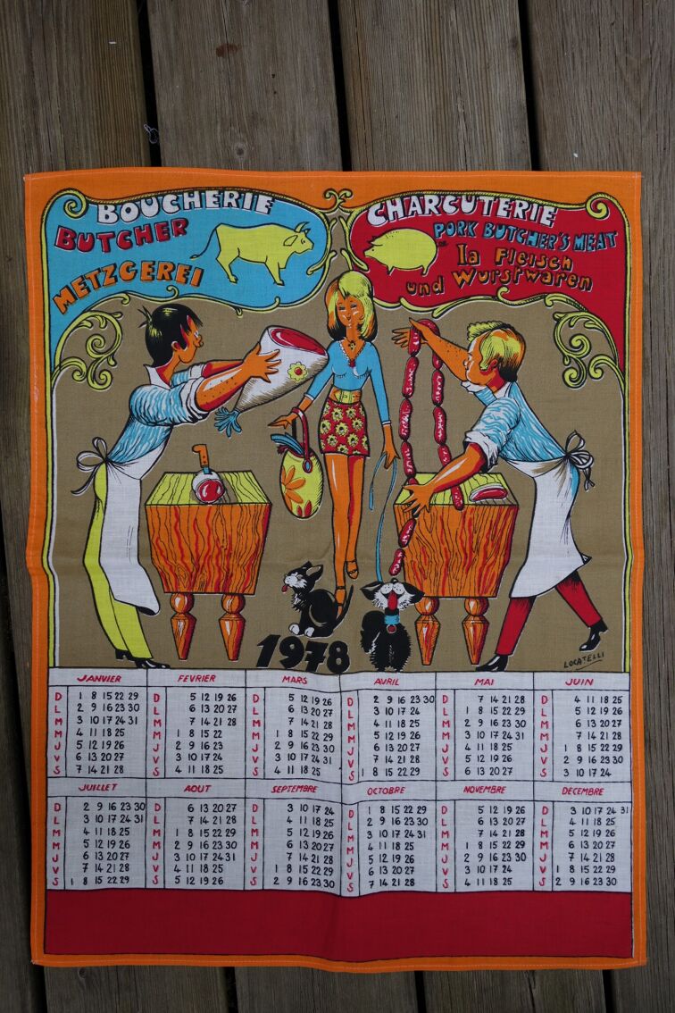 Torchon calendrier année 1978 - Seventies - déco cuisine | Selency