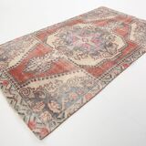 4x7 Shades Of Red Beige Oriental Vintage Rug, 126x220Cm SK 2638