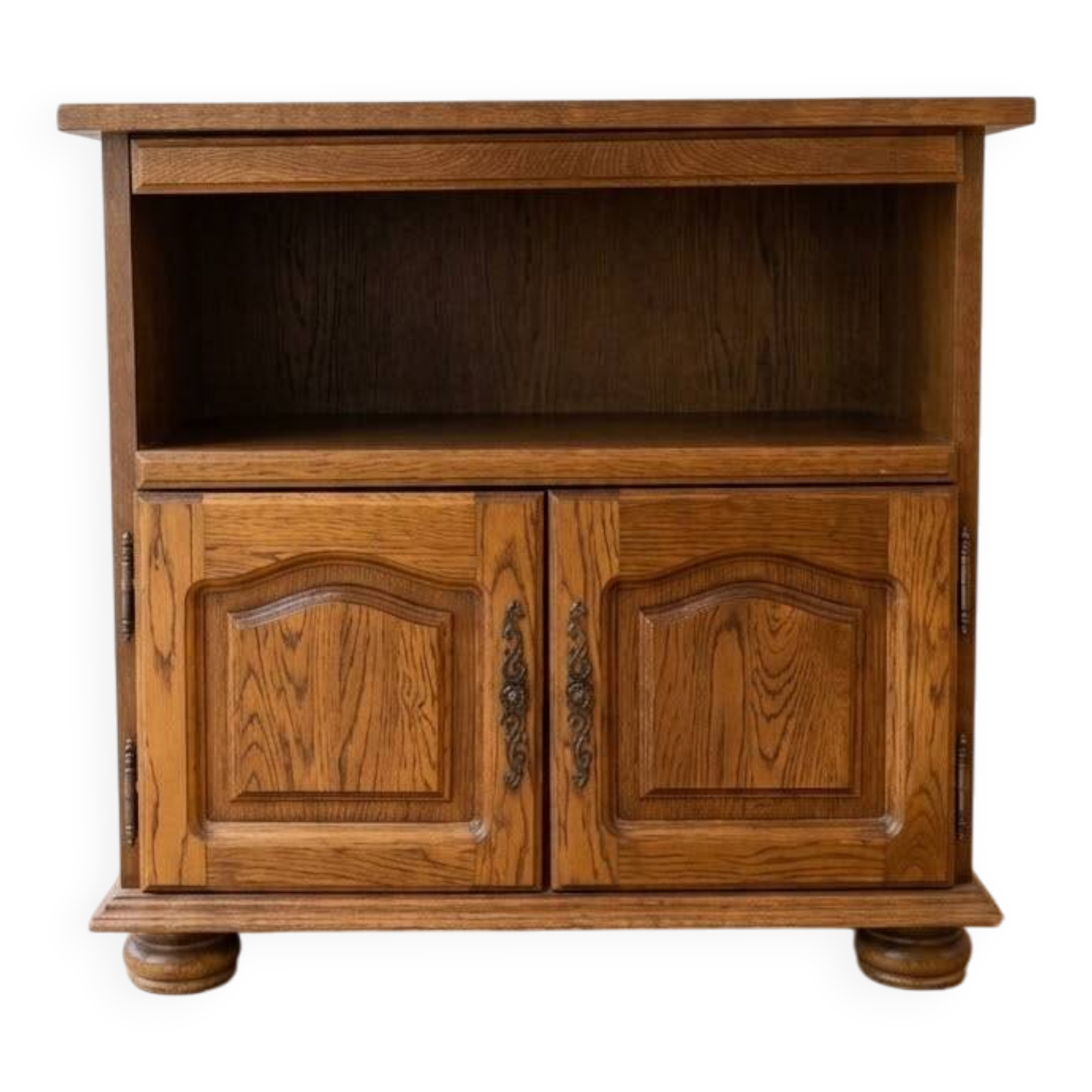 Traditional antique TV cabinet made of solid wood.