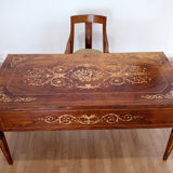 Louis XVI style italian bank desk and bench, 1920s