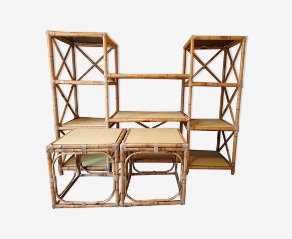 Etagère en bambou et tables d'appoint en bambou
