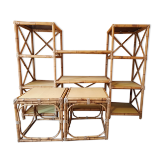 Bamboo shelves and side bamboo tables