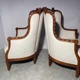 Pair of neoclassical style bergère armchairs