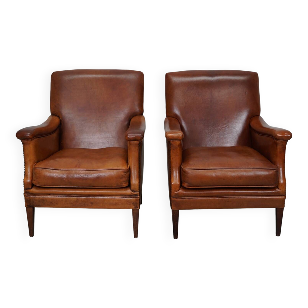Cognac leather club chair sale