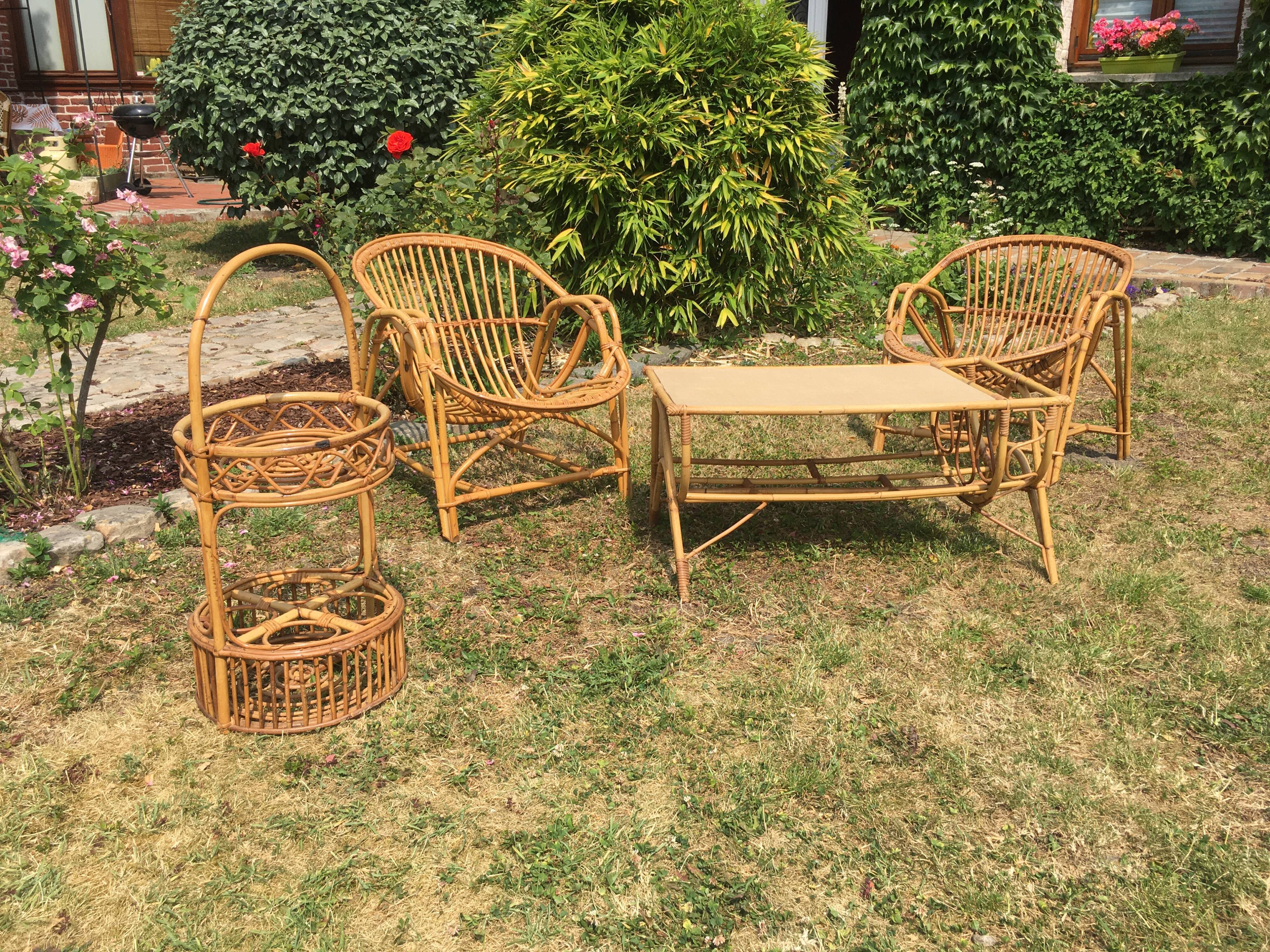 Vintage armchair rattan basket