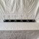 Vintage wall coat rack in wood and black Skai - 6 coat hooks