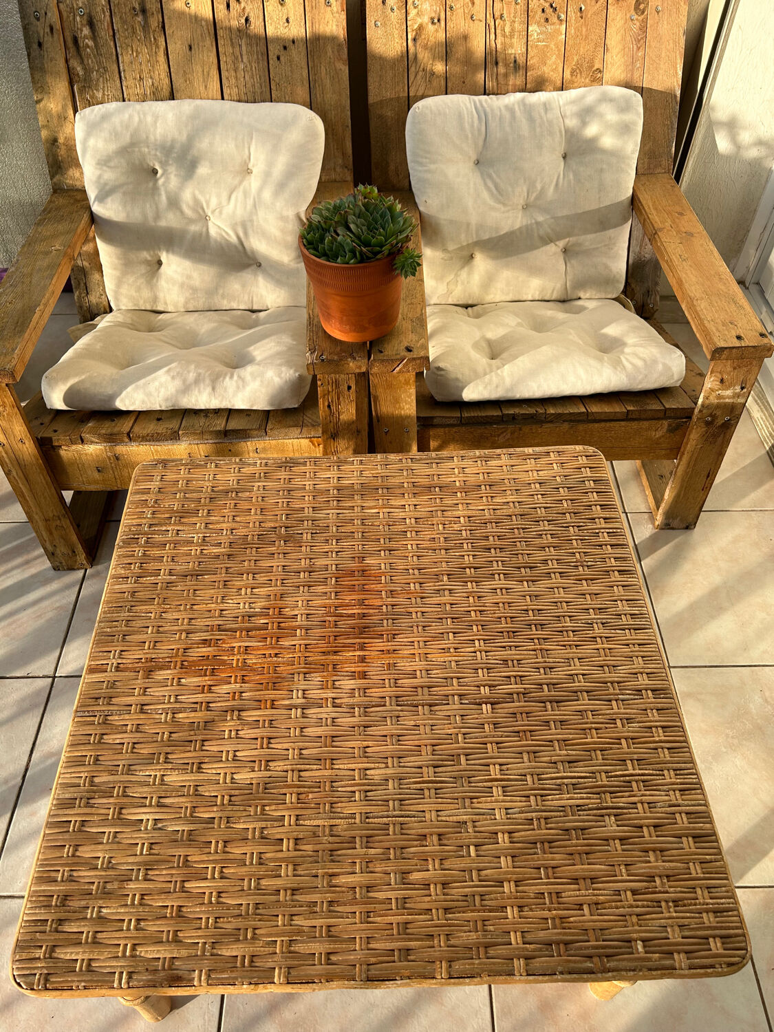 Square rattan coffee table - 67 cm