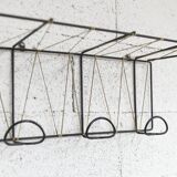 Black steel coat rack and scoubidou wire 1960