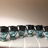 Old coquetiers signed Vallauris Turquoise and Red