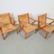 Chaises en bois brutalistes modernistes en paille, années 1940, ensemble de 3