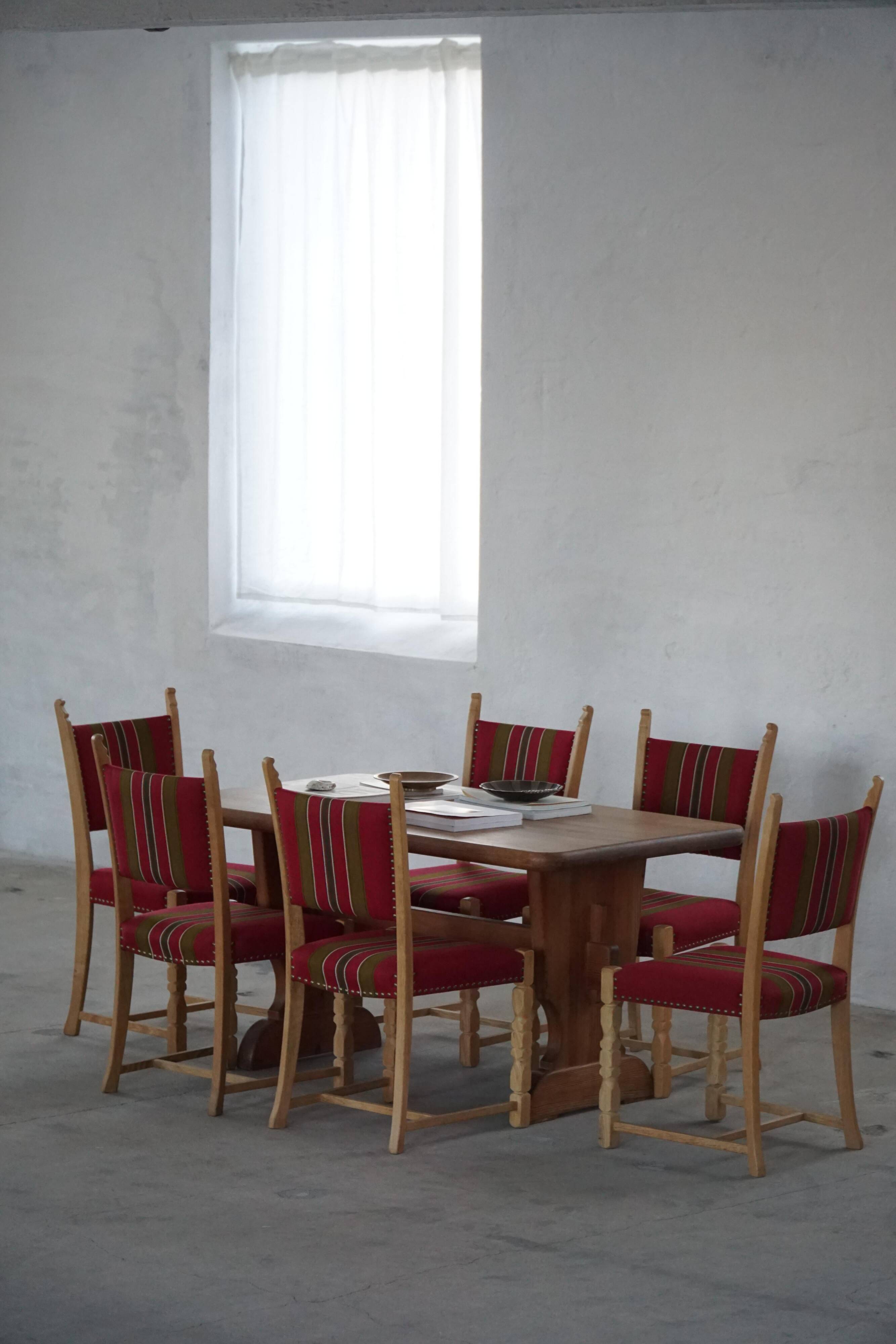 Danish Mid-Century Modern, Set of 6 Oak Dining Chairs, Henning Kjærnulf, 1960s