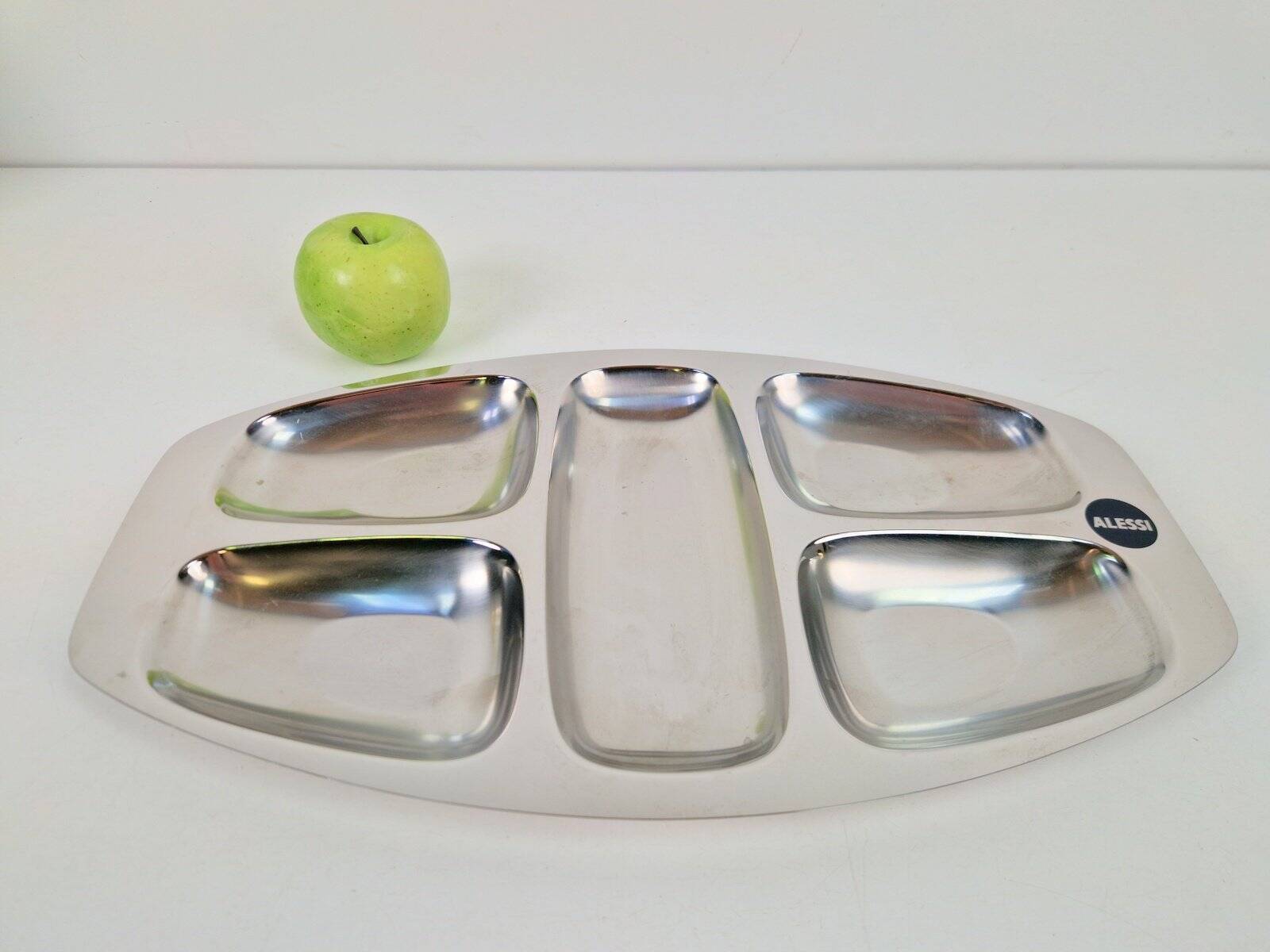 Divided Stainless Steel Tray by Carlo Mazzeri for Alessi, Italy, 1960s