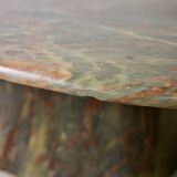 Coffee table in green marble and coral