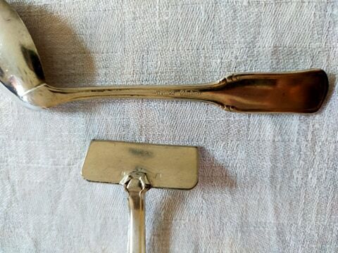 Silver metal baby cutlery (scraper and spoon)