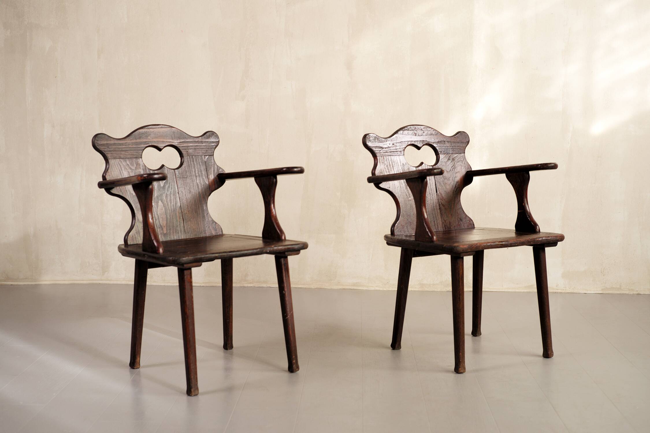 Pair of Savoyard armchairs, France 1950