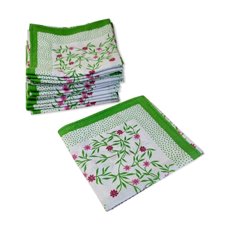 Lot de 12 serviettes de table motif fleurs vintage