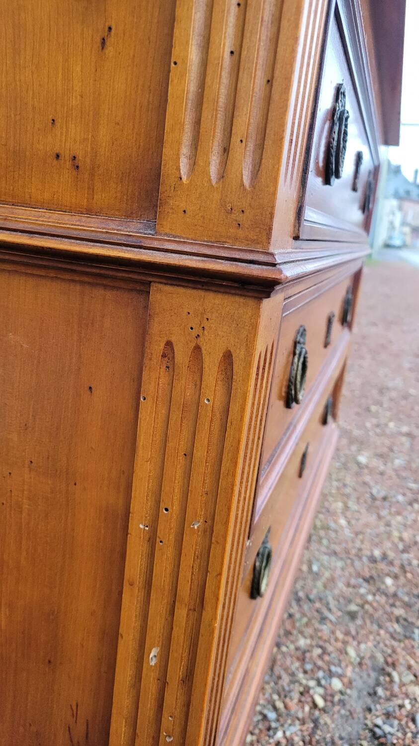 Louis xvi style chest of drawers in cherry wood 3 drawers