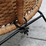 Pair of braided rattan armchairs