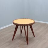 Augusto Romano round beech and straw side table 194Os