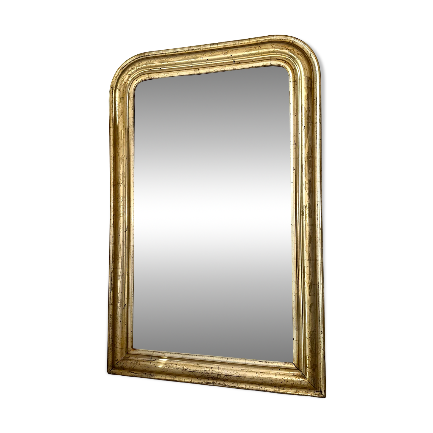 Louis-Philippe antique mirror with silver leaf, 19th century.