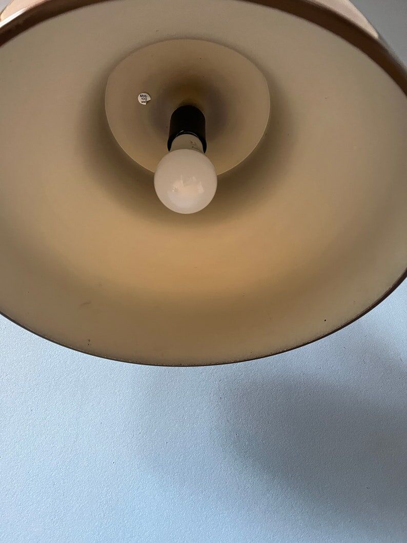Vintage mid century pendant lamp in brown metal