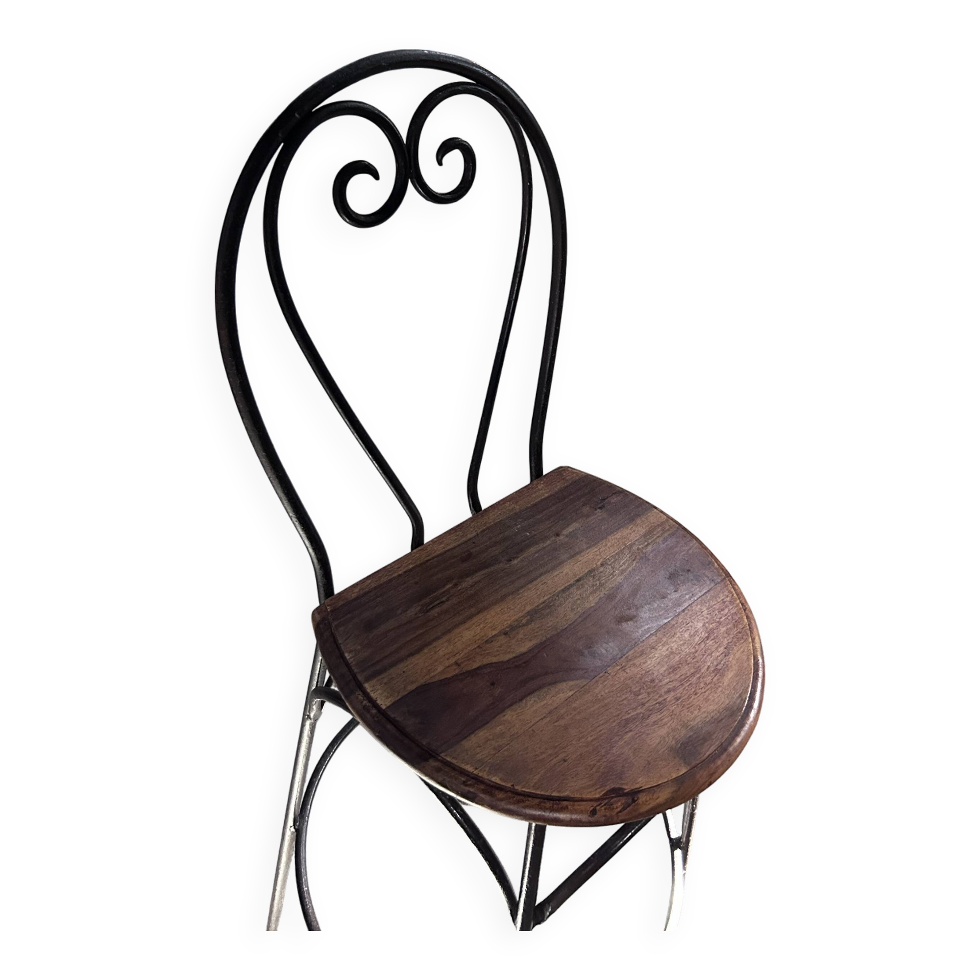 Chaises hautes en palissandre et fer forgé