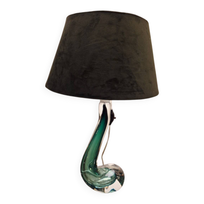 Vintage lampe val saint lambert en cristal vert