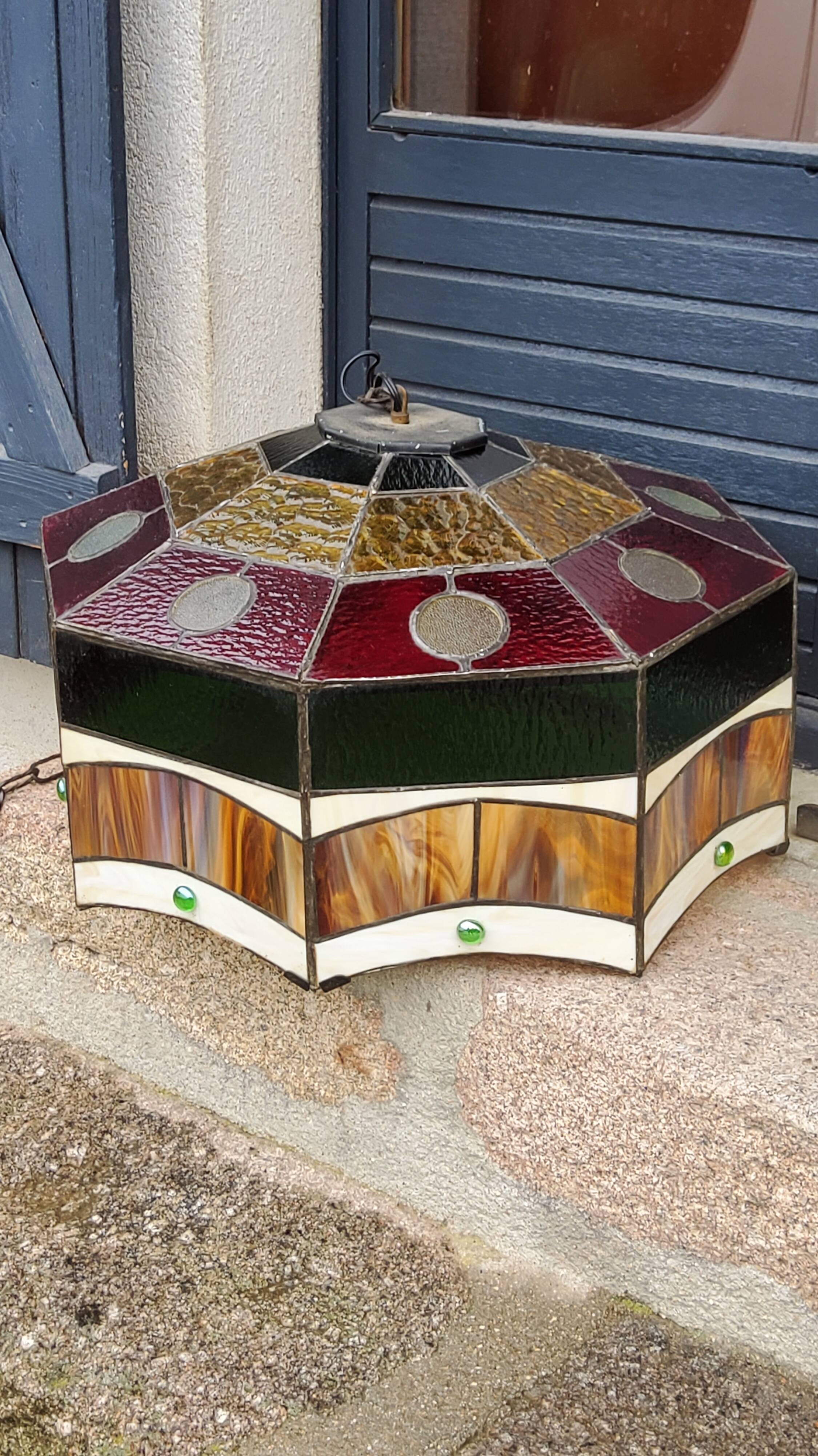 Art style stained glass suspension, diameter 58cm