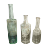3 old blown glass bottles