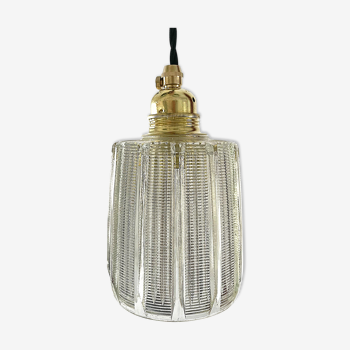 Lampe baladeuse vintage en verre moulé pressé électrifiée à neuf