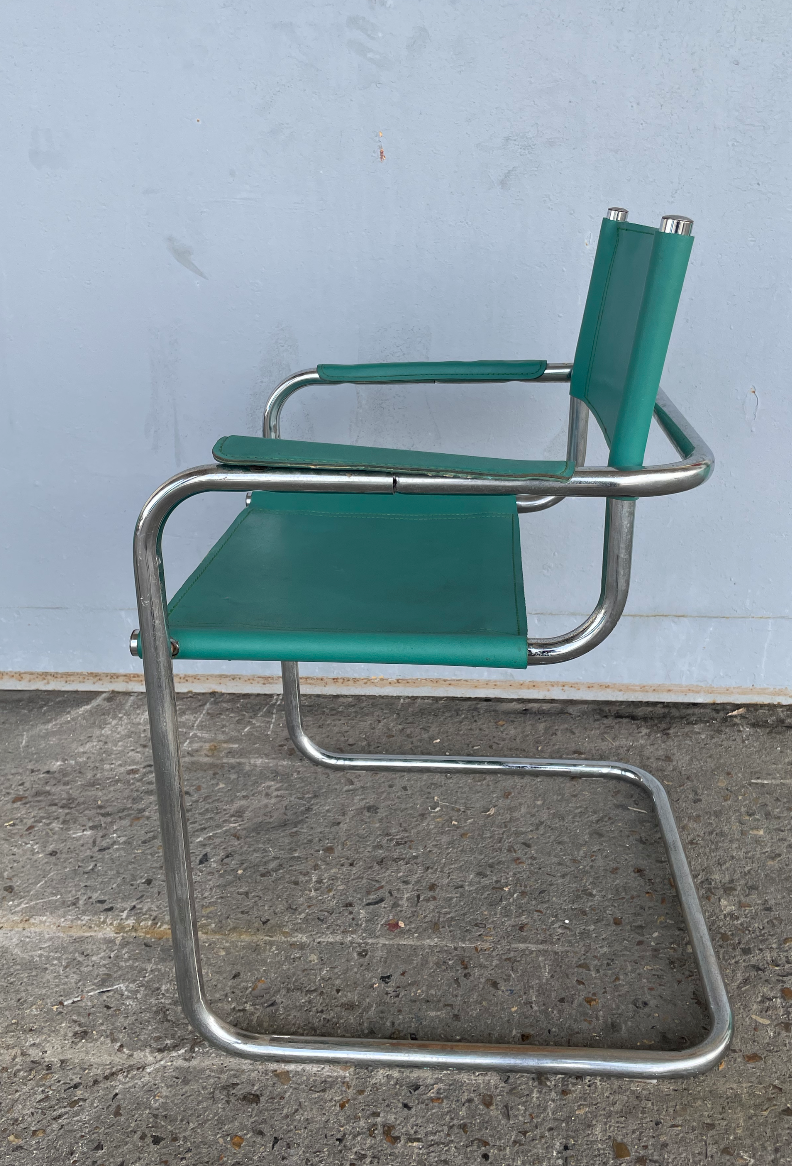 Green leather armchair