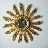 Sun mirror in gilded wood, France, 1960, 38 cm