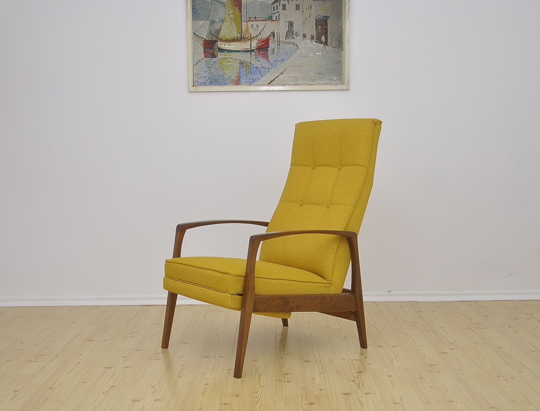 Fauteuil avec repose-pieds pliant, années 1960
