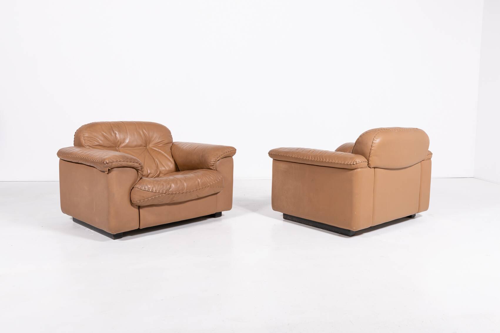 De Sede DS 101 brown leather lounge chairs, 1970's