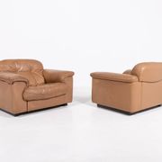 De Sede DS 101 brown leather lounge chairs, 1970's