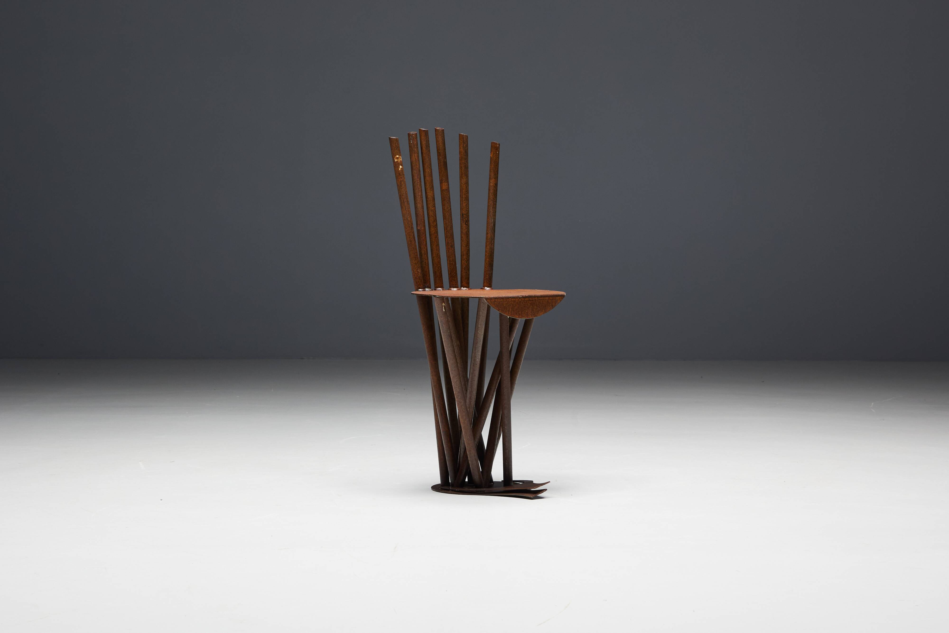 Industrial Wabi Sabi Primitive Chairs, France, 1950s