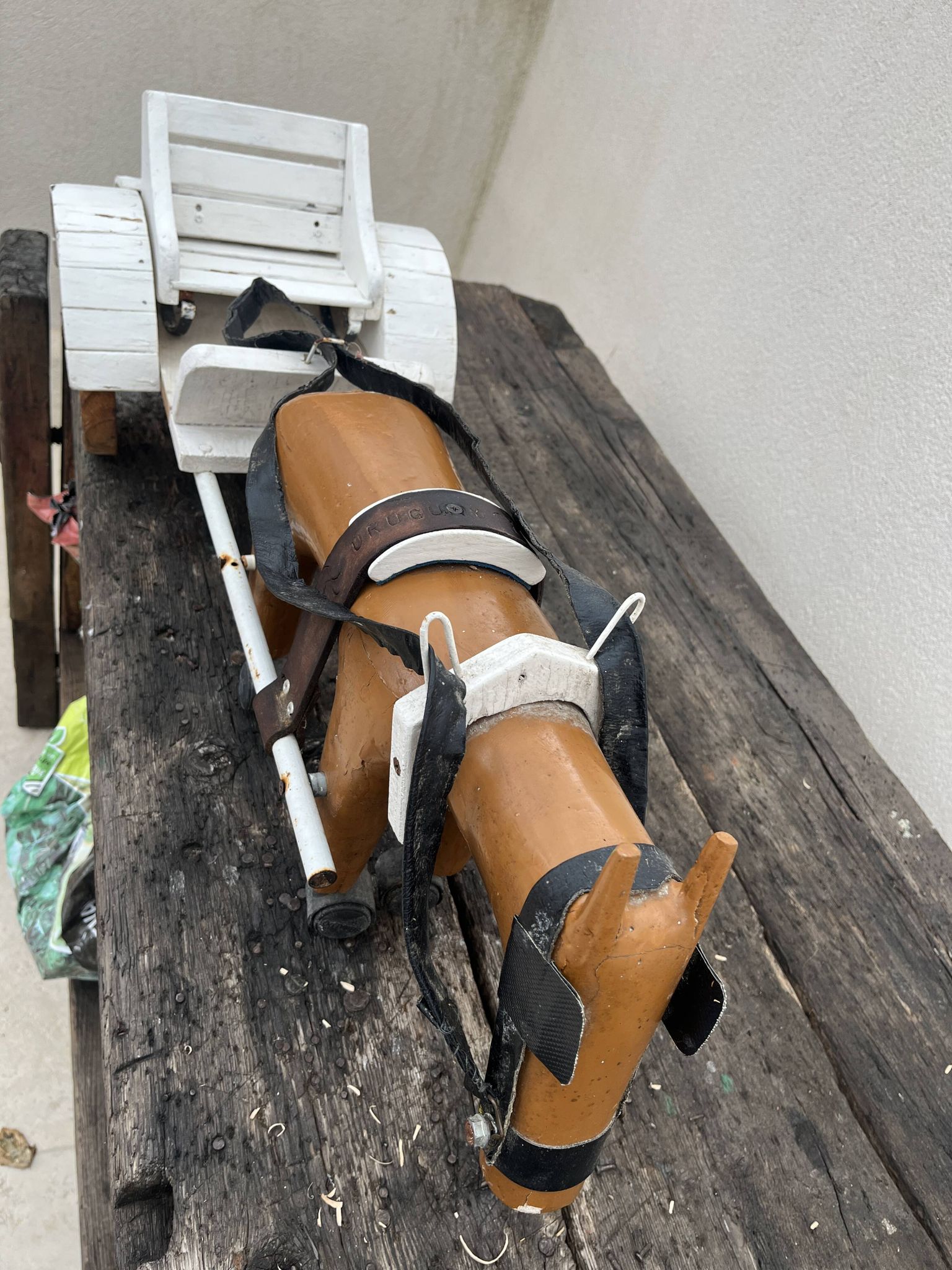 jouet cariole avec cheval en bois années 60