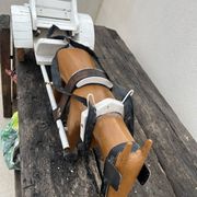 jouet cariole avec cheval en bois années 60