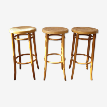 3 wooden bar stool and cannage