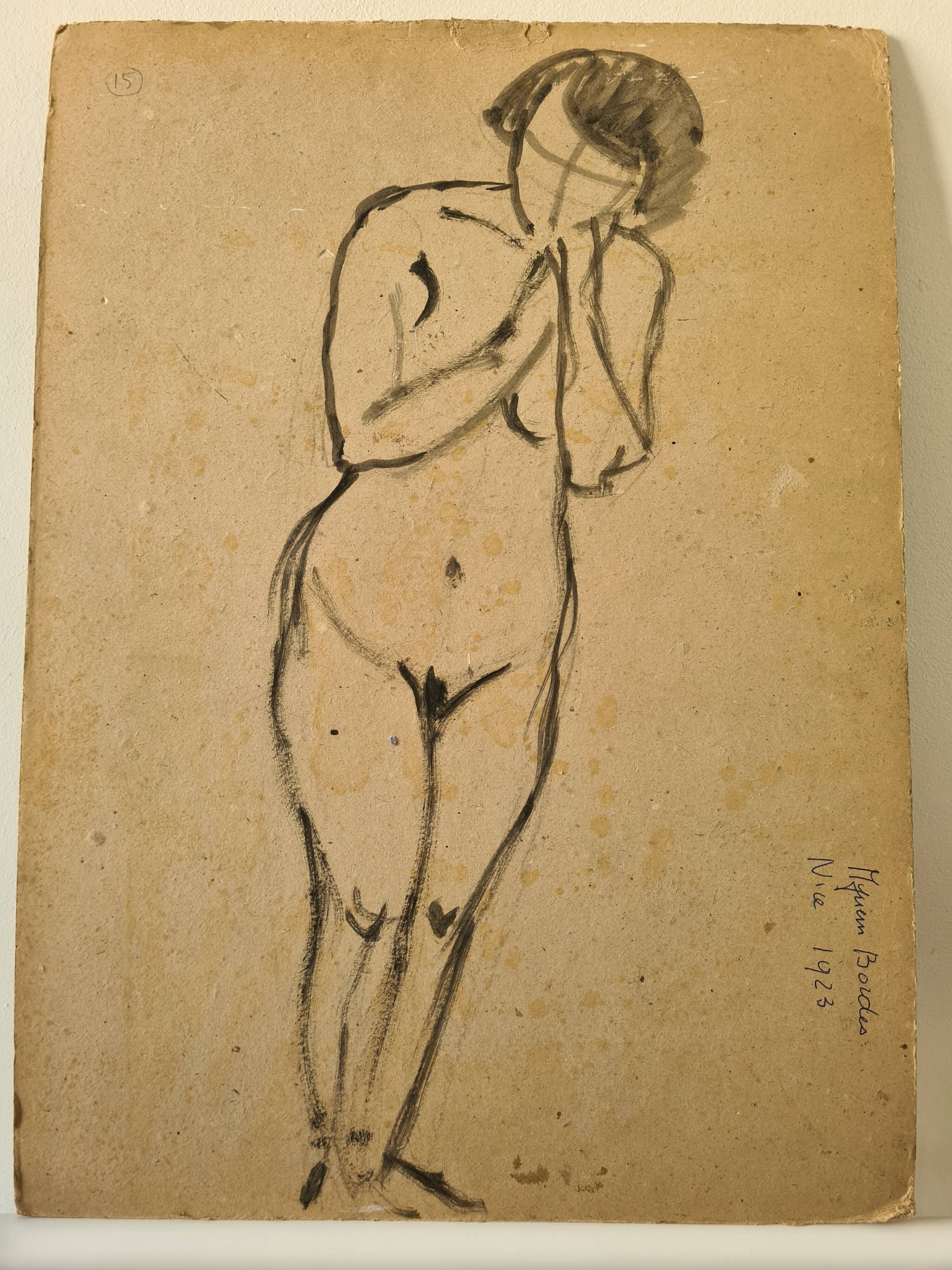 Study of nude in the workshop - oil of 1923 by Bordes