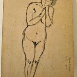 Study of nude in the workshop - oil of 1923 by Bordes