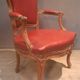 Louis XV period armchair covered in leather.