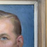 Vintage Oil On Canvas Men Portrait Signed, Small, 1950s