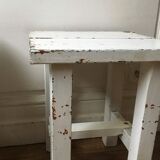 Stools, patinated wooden bedside tables