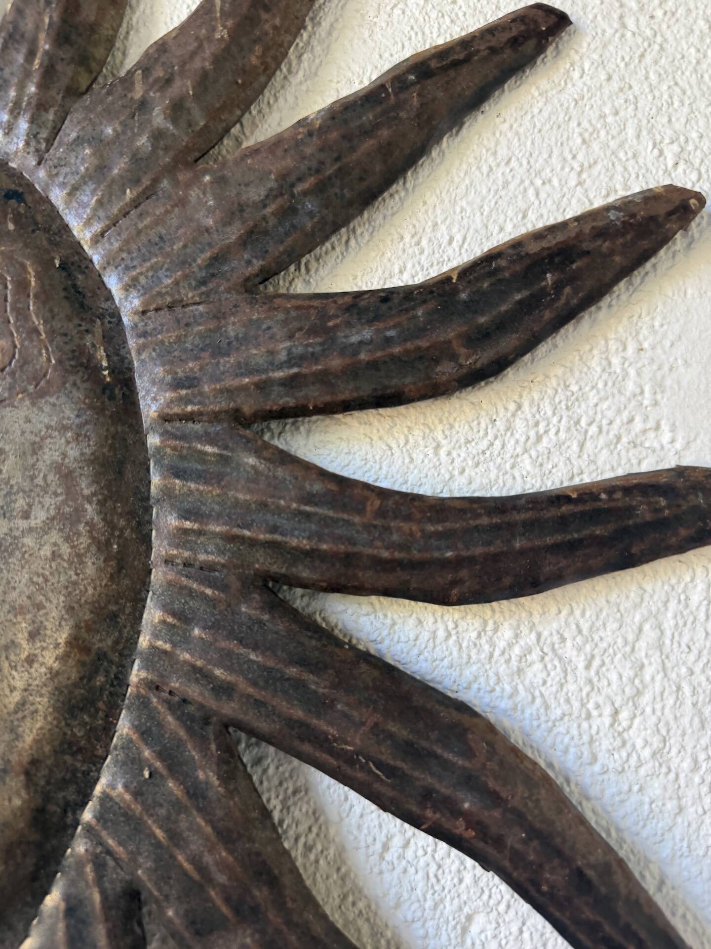 Brutalist metal wall sculpture "sun-moon"