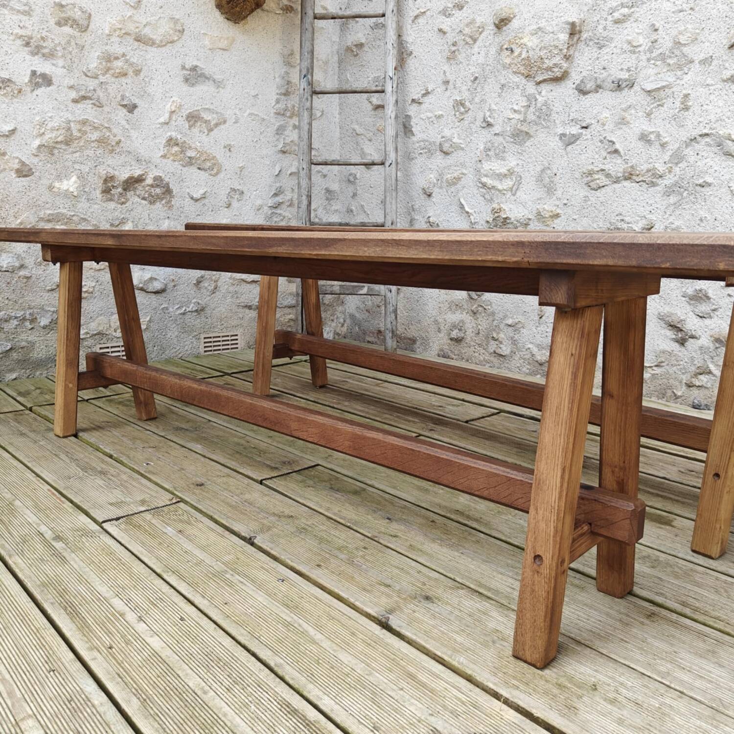 Pair of oak benches
